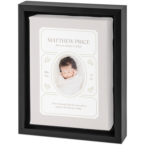 Vintage Stationery Frame Tabletop Framed Canvas Print, 5x7, Black, Tabletop Framed Canvas Prints, White