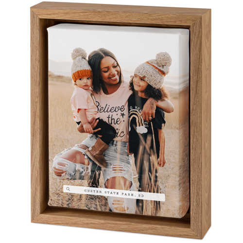 Travel Banner Portrait Tabletop Framed Canvas Print, 5x7, Natural, Tabletop Framed Canvas Prints, Black, black