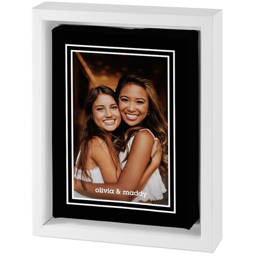 Double Border Tabletop Framed Canvas Print, 5x7, White, Tabletop Framed Canvas Prints, Black