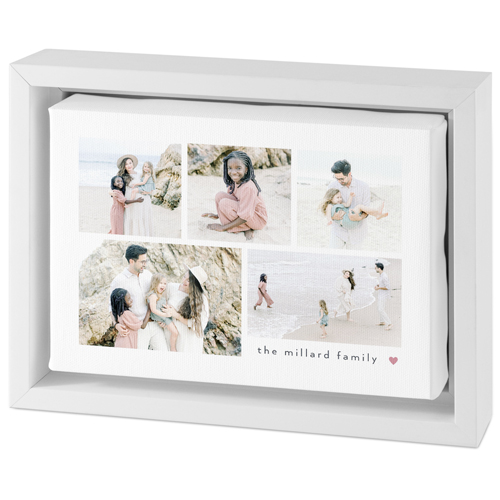 Modern Heart Collage Tabletop Framed Canvas Print, 5x7, White, Tabletop Framed Canvas Prints, White