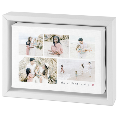 Modern Heart Collage Tabletop Framed Canvas Print, 5x7, White, Tabletop Framed Canvas Prints, White, white