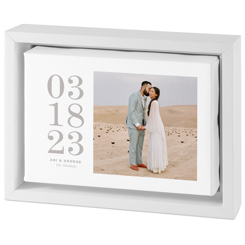 Wedding Date Tabletop Framed Canvas Print, 5x7, White, Tabletop Framed Canvas Prints, White, white