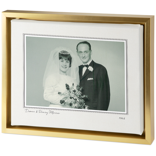 Vintage Border Tabletop Framed Canvas Print, 8x10, Gold, Tabletop Framed Canvas Prints, Brown