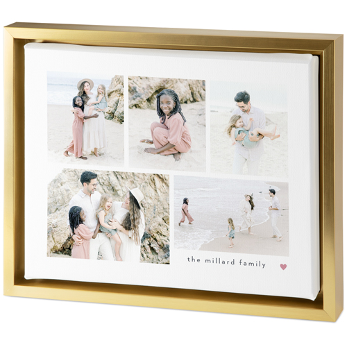 Modern Heart Collage Tabletop Framed Canvas Print, 8x10, Gold, Tabletop Framed Canvas Prints, White