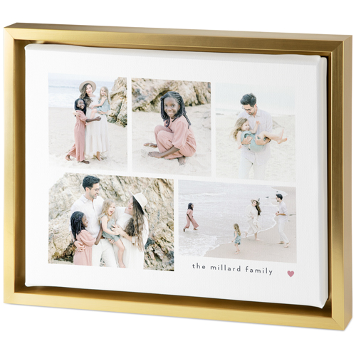 Modern Heart Collage Tabletop Framed Canvas Print, 8x10, Gold, Tabletop Framed Canvas Prints, White, white
