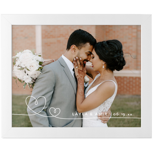 Double Heart Line Art Tabletop Framed Prints, White, None, 8x10, White