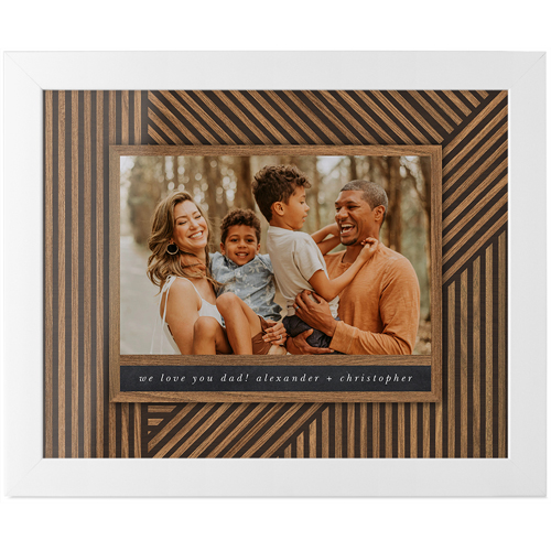 Crosshatch Wood Tabletop Framed Prints, White, None, 8x10, Brown, taupe