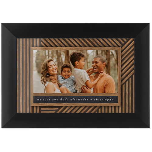 Crosshatch Wood Tabletop Framed Prints, Black, None, 4x6, Brown, taupe