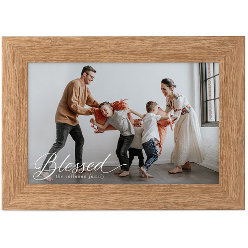 Blessed Script Tabletop Framed Prints, Natural, None, 4x6, White