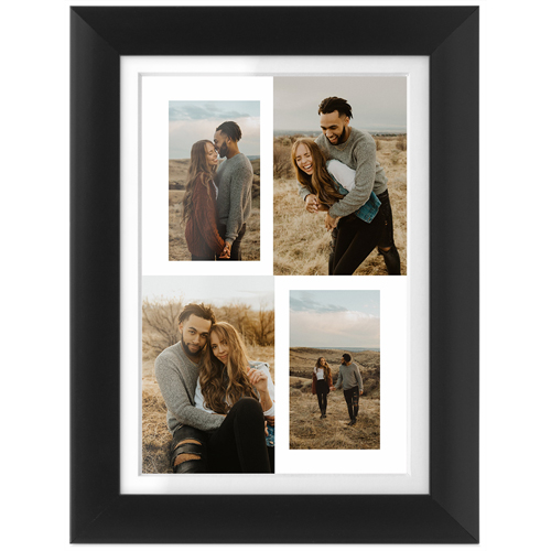 Minimal Gallery of Four Portrait Tabletop Framed Prints, Black, White, 4x6, Multicolor, multi