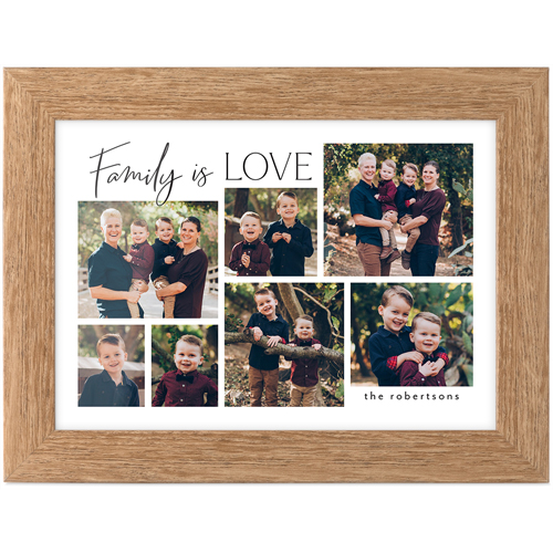 Family Is Love Script Tabletop Framed Prints, Natural, None, 5x7, Black, black