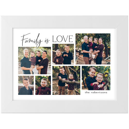 Family Is Love Script Tabletop Framed Prints, White, None, 5x7, Black