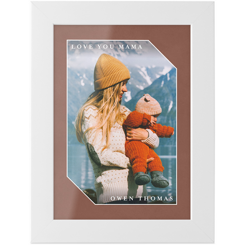 Modern Shape Frame Tabletop Framed Prints, White, None, 5x7, Brown