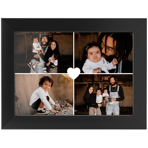 Heart Grid Tabletop Framed Prints, Black, None, 5x7, White, white