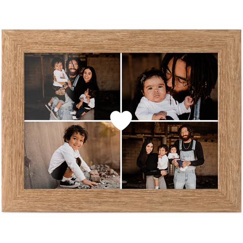 Heart Grid Tabletop Framed Prints, Natural, None, 5x7, White