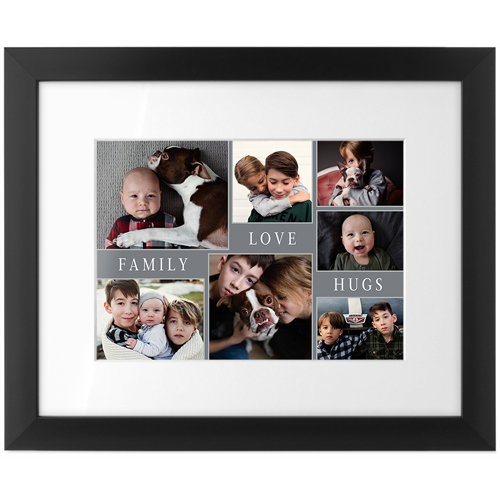 Hug Family Tabletop Framed Prints, Black, White, 5x7, Gray