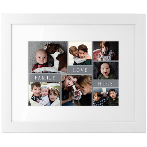 Hug Family Tabletop Framed Prints, White, White, 5x7, Gray