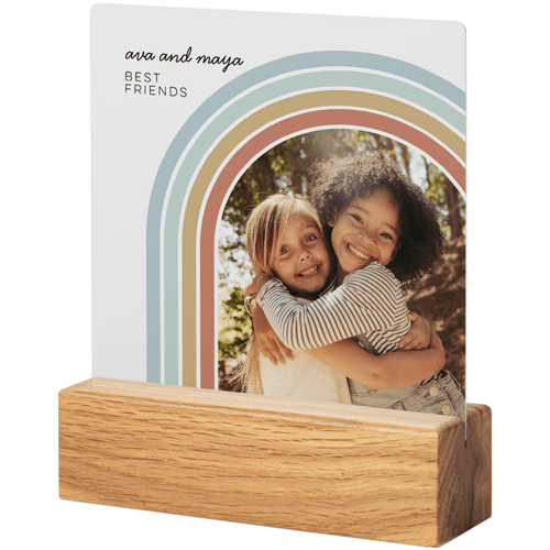 Rainbow Arch Frame Tabletop Metal Prints, 5x5, Natural, Pink