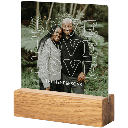 Love Repeat Overlay Tabletop Metal Prints, 5x5, Natural, White