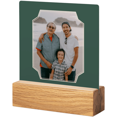 Unique Shape Tabletop Metal Prints, 5x5, Natural, Blue, lake