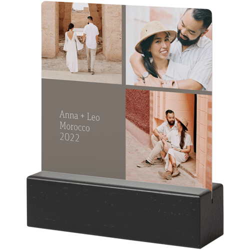 Text Block Gallery Of Three Tabletop Metal Prints, 5x5, Black, Multicolor