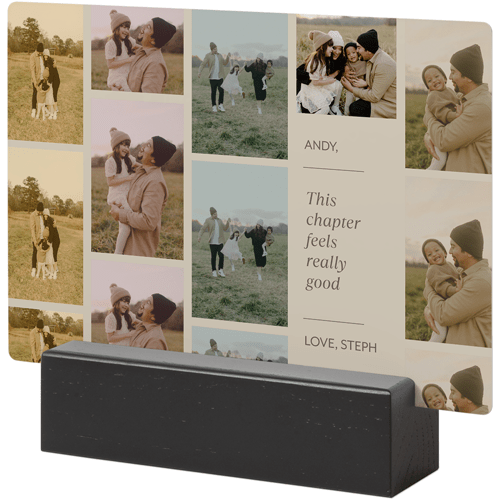 Photo Reel Collage Tabletop Metal Prints, 5x7, Black, Beige, wheat