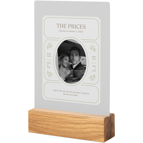 Vintage Stationery Frame Tabletop Metal Prints, 5x7, Natural, Gray, smoke