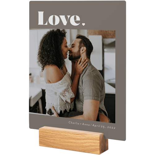 Bold Serif Love Tabletop Metal Prints, 8x10, Natural, Gray