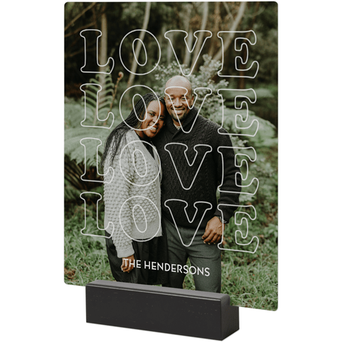 Love Repeat Overlay Tabletop Metal Prints, 8x10, Black, White, white