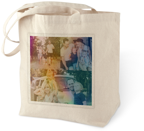 Rainbow Aura Frames Cotton Tote Bag, White