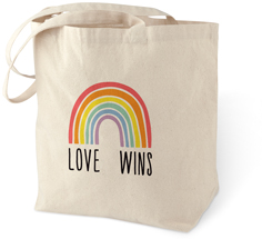 love wins rainbow cotton tote bag