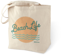 beach life cotton tote bag