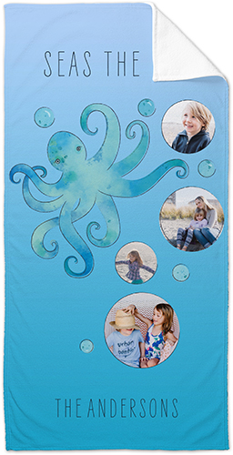 Bubbly Octopus Towel, Blue