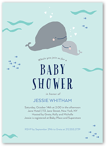 Calf Is A Baby Whale 5x7 Unique Baby Shower Invitations Tiny Prints