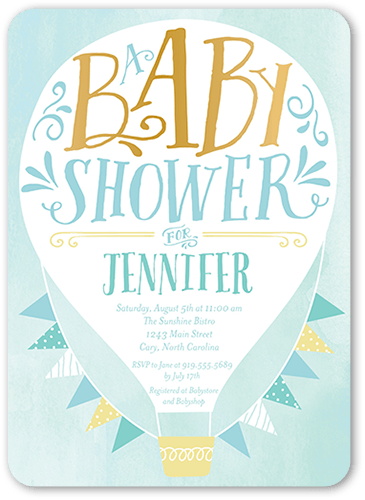 theme animal baby shower Unique Balloon Shower Invitations Hot Baby Boy 5x7 Air