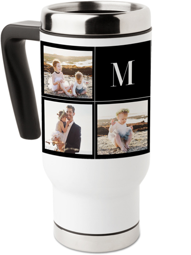 Classic Frames Monogram Travel Mug with Handle, 17oz, Black