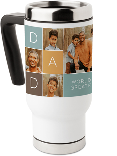 Dad Color Grid Travel Mug with Handle, 17oz, Blue