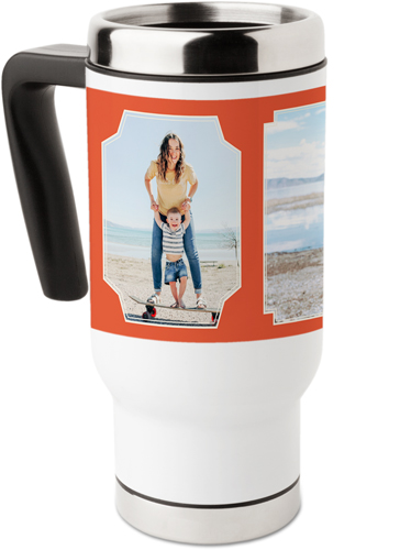 Unique Frames Travel Mug with Handle, 17oz, Orange, coral