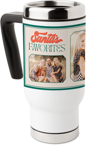 Santa's Favorites Travel Mug with Handle, 17oz, Green