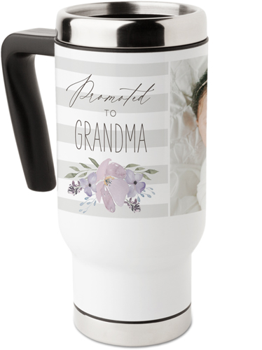 Promoted To Grandma Travel Mug with Handle, 17oz, Gray