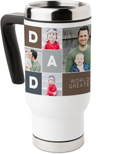 Dad Color Blocks Travel Mug with Handle, 17oz, Brown
