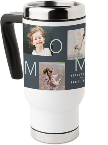 Modern Loved Mom Travel Mug with Handle, 17oz, Gray