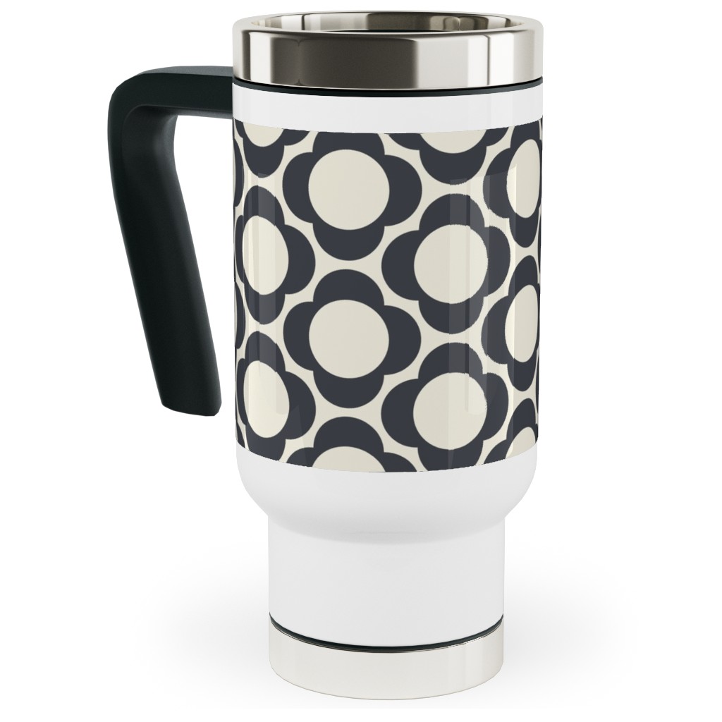 Navy Daisy Insulated Tumbler Cup with Handle