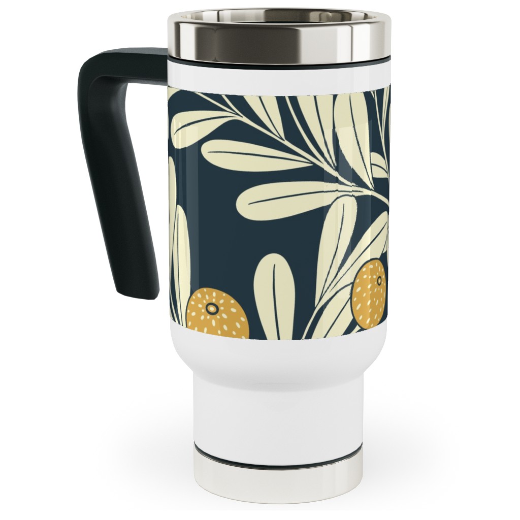 Waved Vines and Fruit - Dark Travel Mug with Handle | Shutterfly