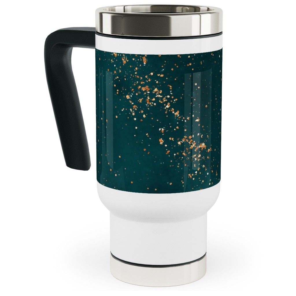Stardust - Green Travel Mug with Handle, 17oz, Green