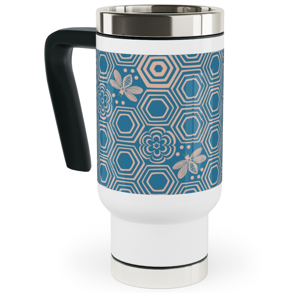Honeyrose Travel Mug with Handle, 17oz, Blue, True Blue