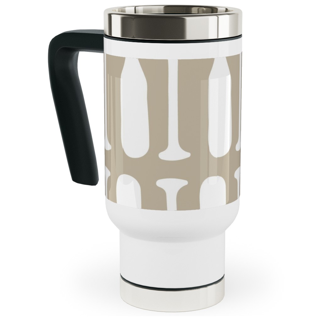 Nautical Boat Oars/Paddles - Neutral Beige Travel Mug with Handle, 17oz, Beige, Pearl