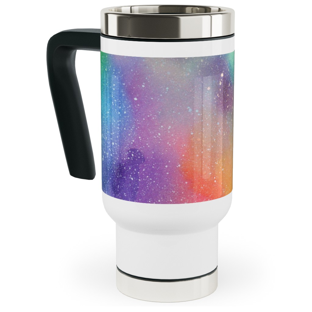 Watercolor Rainbow - Multi Travel Mug with Handle, 17oz, Multicolor