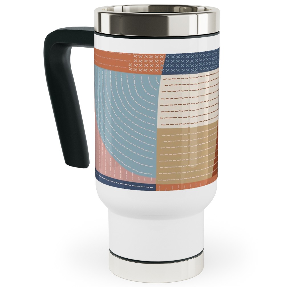 Modern Patchwork - Multi Travel Mug with Handle, 17oz, Multicolor