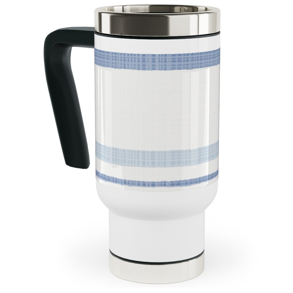 Double Anderson Stripe - Blue Travel Mug with Handle, 17oz, Blue